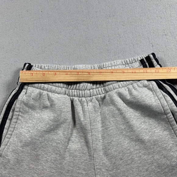 Adidas Jogger Pants Youth 14–16 Gray Fleece Tapered Logo Stripe Athleisure - Picture 8 of 11